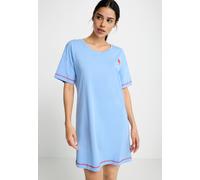Nachthemd LSCN BY LASCANA, Damen, Gr. 40/42, N-Gr, blau (blau bedruckt), Single Jersey, Obermaterial: 50% Baumwolle, 50% Viskose, unifarben, bedruckt, feminin, lässig geschnitten kurz, Rundhals, Kurza