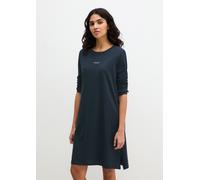 Nachthemd MARC O'POLO, Damen, Gr. S, N-Gr, blau (schwarz navy), Jersey, Obermaterial: 100% Baumwolle, bequem kniefrei, Rundhals, Kleider Nachthemd, mit Rundhalsausschnitt und langen Ärmeln, seitliche