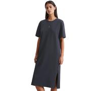 Nachthemd MARC O'POLO "Heavy Jersey-Woven", Damen, Gr. M, N-Gr, blau (schwarz navy), Jersey, Obermaterial: 100% Baumwolle, unifarben, bequem kniebedeckend, Rundhals, Kleider Nachthemd, mit hohen Seite