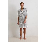 Nachthemd MARC O'POLO "Mix-n-Match Cotton", Damen, Gr. M, N-Gr, weiß, Jersey, Obermaterial: 95% Baumwolle, 5% Elasthan, loose fit kniefrei, V-Ausschnitt, Kleider Nachthemd, dezente Knopfleiste, Langar