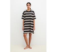 Nachthemd MARC O'POLO "Mix N Match Cotton", Damen, Gr. S, N-Gr, french oak stripe, Single Jersey, Obermaterial: 100% Baumwolle, bequem kniefrei, Rundhals, Kleider Nachthemd, mit kurzen Ärmeln und Rund