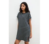 Nachthemd MARC O'POLO "Mix N Match Nightdress", Damen, Gr. XL, N-Gr, schwarz navy gestreift, Jersey, Obermaterial: 100% Baumwolle, Basic kniefrei, Rundhals, Kleider Nachthemd, gestreift, mit Rundhalsa