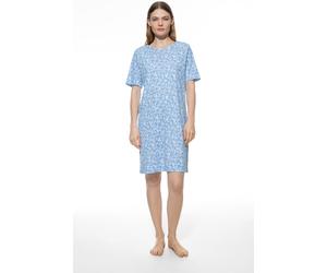 Nachthemd MEY "Flower Meadow", Damen, Gr. 48, N-Gr, blau (blau silk), Interlock, Obermaterial: 100% Baumwolle, gemustert, Basic knielang, Rundhals, Kleider Nachthemd, Floraler Print (16902223-48) blau