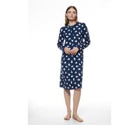Nachthemd MEY "Scribbled Dots", Damen, Gr. 48, N-Gr, blau (deep marine), Single Jersey, Obermaterial: 100% Baumwolle, bequem knielang, Rundhals, Kleider Nachthemd, Länge in Größe 38: circa 110 cm (753