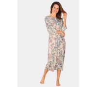 Nachthemd mit 3/4-Arm, Knopfleiste und floralem Dessin weiß 18/19