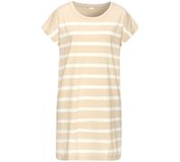 Nachthemd S.OLIVER, Damen, Gr. 36/38, N-Gr, beige (beige, weiß, gestreift), Single Jersey, Obermaterial: 60% Baumwolle, 40% Polyester, gestreift, unifarben, casual, loose fit mini, Rundhals, Kurzarm a