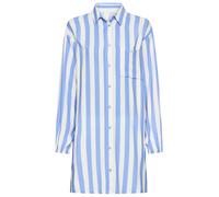Nachthemd S.OLIVER, Damen, Gr. 38, N-Gr, blau gestreift, Web, Obermaterial: 100% Viskose, gestreift, oversize kurz, V-Ausschnitt, elastischer Bund mit innenliegendem Gummizug, Kleider Nachthemd, mit b