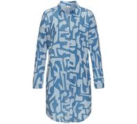 Nachthemd S.OLIVER, Damen, Gr. 40/42, N-Gr, Langarm, Single Jersey, blau (hellblau, blau gemustert), Single Jersey, Obermaterial: 50% Baumwolle, 50% Viskose, lässig geschnitten ca. Mitte Oberschenkel,