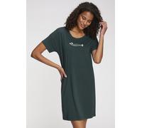 Nachthemd S.OLIVER, Damen, Gr. 44/46, N-Gr, grün (dunkelgrün), Single Jersey, Obermaterial: 50% Baumwolle, 50% Viskose, unifarben, Basic, kurz, Rundhals, Kurzarm, Kleider, Mit kleinem Fromtprint (8106