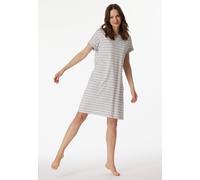 Schiesser Damen Nachthemd Casual Essentials 95cm Kurzarm 100% Baumwolle Grau/Weiß Gr. S