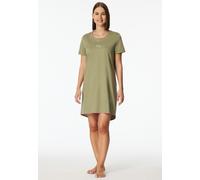 Nachthemd SCHIESSER "Casual Essentials", Damen, Gr. 40, N-Gr, 705, grün, Single Jersey, Obermaterial: 100% Baumwolle, bequem kurz, Rundhals, Kleider Nachthemd, mit Statement-Print, Baumwolle, kurzärme