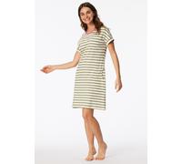 Nachthemd SCHIESSER "Casual Essentials", Damen, Gr. 40, N-Gr, grün (705, grün), Single Jersey, Obermaterial: 100% Baumwolle, bequem knielang, Rundhals, Kleider Nachthemd, mit garngefärbten Streifen un