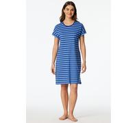 Nachthemd SCHIESSER "Casual Essentials", Damen, Gr. 44, N-Gr, 819, blau, Single Jersey, Obermaterial: 100% Baumwolle, bequem knielang, Rundhals, Kleider Nachthemd, mit garngefärbten Streifen und sport