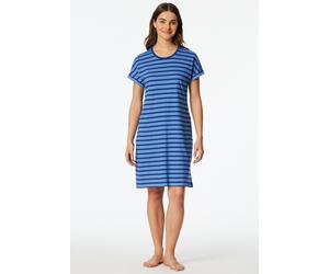 Nachthemd SCHIESSER "Casual Essentials", Damen, Gr. 44, N-Gr, 819, blau, Single Jersey, Obermaterial: 100% Baumwolle, bequem knielang, Rundhals, Kleider Nachthemd, mit garngefärbten Streifen und sport