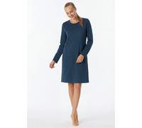 Nachthemd SCHIESSER "Casual Essentials", Damen, Gr. 44, N-Gr, blau (854, blau), Single Jersey, Obermaterial: 100% Baumwolle, bequem ca. Mitte Knie, Rundhals, Kleider Nachthemd, mit langen Ärmeln, seit