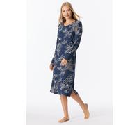 Nachthemd SCHIESSER "Comfort Essentials", Damen, Gr. 42, N-Gr, blau (801, admiral), Single Jersey, Obermaterial: 100% Baumwolle, bequem ca. Mitte Knie, tiefer Rundhals, Kleider Nachthemd, Baumwolle, l