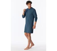 Nachthemd SCHIESSER "Comfort Essentials", Herren, Gr. 58, N-Gr, blau (860, blau), Single Jersey, Obermaterial: 100% Baumwolle, bequem ca. Mitte Knie, Rundhals, Kleider Nachthemd, mit dezentem Allover-