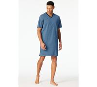 Nachthemd SCHIESSER "Comfort Nightwear", Herren, Gr. 64, N-Gr, 800, blau, Single Jersey, Obermaterial: 100% Baumwolle, kniefrei, V-Ausschnitt, Kleider Nachthemd, mit V-Ausschnitt, kleine Brusttasche,