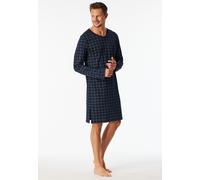 Nachthemd SCHIESSER "Fine Interlock", Herren, Gr. 52, N-Gr, 804, nachtblau, Interlock, Obermaterial: 100% Baumwolle, kniefrei, V-Ausschnitt, Kleider Nachthemd, V-Ausschnitt und Brusttasche, kariert (7