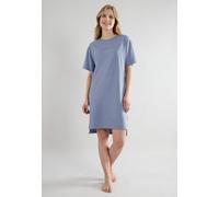 Nachthemd TOM TAILOR "Charlotte", Damen, Gr. 40L, N-Gr, Kurzarm, Single Jersey, blau, Single Jersey, Obermaterial: 100% Baumwolle, bequem knielang, Rundhals, Kleider Nachthemd, mit Logo, Kurzarm, Rund