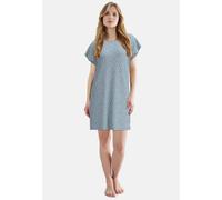 Nachthemd TOM TAILOR, Damen, Gr. 40, N-Gr, blau, mittel, allover, Single Jersey, Obermaterial: 95% Baumwolle, 5% Elasthan, bequem knielang, Rundhals, gerader Abschluss, Kleider Nachthemd, mit Motiv, k