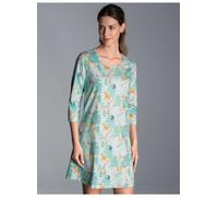 Nachthemd TRIGEMA "TRIGEMA Nachthemd mit Allover-Print", Damen, Gr. 3XL, US-Größen, blau (gletscher), 100% Baumwolle, Basic, Kleider (62024529-XXXL) gletscher
