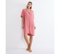 Nachthemd TRIUMPH "Amourette Jacquard NDW SSL", Damen, Gr. 42, N-Gr, cherry rose, Web, Obermaterial: 100% Viskose, bequem kniefrei, V-Ausschnitt, Kleider Nachthemd, elegant und weich (70350338-42) che