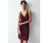 Nachthemd TRIUMPH "Amourette NDK", Damen, Gr. 42, N-Gr, lila (claret), Single Jersey, Obermaterial: 94% Modal, 6% Elasthan, Kleider Nachthemd, seidig - weich mit Stretch (35017430-42) claret
