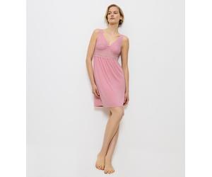 Nachthemd TRIUMPH "Aura Spotlight NDK 03 X", Damen, Gr. 46, N-Gr, rosa (sunrose pink), Single Jersey, Obermaterial: 94% Modal, 6% Elasthan. Spitze: 89% Polyamid, 11% Elasthan, unifarben, bequem kurz,