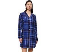 Nachthemd TRIUMPH "Boyfriend NDW 01 X Checks", Damen, Gr. 36, N-Gr, blau (blau, schwarz combination), Flanell, Obermaterial: 100% Baumwolle, Kleider Nachthemd, bequem und stilvoll (44608233-36) blau, 