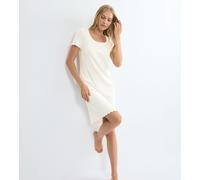 Nachthemd TRIUMPH "Mix & Match NDK Pointelle", Damen, Gr. 38, N-Gr, silk weiß, Jersey, Obermaterial: 60% Baumwolle, 40% Polyester, Kleider Nachthemd, weiche Pointnelle-Struktur (72176128-38) silk weiß