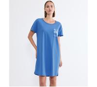 Nachthemd TRIUMPH "Nightdresses NDK X 02", Damen, Gr. 38, N-Gr, ciel, Jersey, Obermaterial: 100% Baumwolle, Rundhals, Kleider Nachthemd, weich und atmungsaktiv (78514007-38) ciel