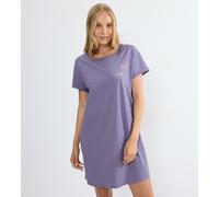 Nachthemd TRIUMPH "Nightdresses NDK X", Damen, Gr. 40, N-Gr, lila, Jersey, Obermaterial: 100% Baumwolle, bequem kniefrei, Rundhals, Kleider Nachthemd, weich, atmungsaktiv, gerippter Rundhalsausschnitt
