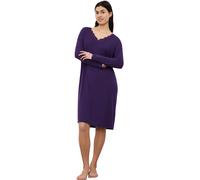 Nachthemd TRIUMPH "Timeless Sensuality NDK LSL", Damen, Gr. 42, N-Gr, royal lila, Single Jersey, Obermaterial: 94% Modal, 6% Elasthan, bequem knieumspielend, V-Ausschnitt, Kleider Nachthemd, atumgsakt