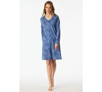 Nachthemd UNCOVER BY SCHIESSER "Uncover Nightwear", Damen, Gr. 40, N-Gr, blau (899, blau), Single Jersey, Obermaterial: 100% Baumwolle, bequem kniefrei, V-Ausschnitt, Kleider Nachthemd, Baumwolle, Sin