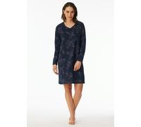 Nachthemd UNCOVER BY SCHIESSER "Uncover Nightwear", Damen, Gr. 50, N-Gr, blau (804, blau), Single Jersey, Obermaterial: 100% Baumwolle, bequem kniefrei, V-Ausschnitt, Kleider Nachthemd, Baumwolle, Sin