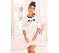 Nachthemd VIVANCE DREAMS, Damen, Gr. 32/34, N-Gr, ecru, Single Jersey, Obermaterial: 100% Baumwolle, Basic kurz, Rundhals, Kleider Nachthemd, Mit süßem Schleifenmuster (58862048-32) ecru