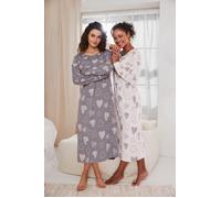 Nachthemd VIVANCE DREAMS, Damen, Gr. 32/34, N-Gr, rosa, grau, Single Jersey, Obermaterial: 60% Baumwolle, 40% Polyester, gemustert, Basic, loose fit lang, Rundhals, angesetztes Bündchen, Kleider Nacht