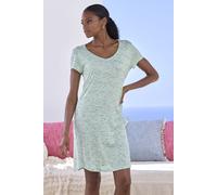 Nachthemd VIVANCE DREAMS, Damen, Gr. 36/38, N-Gr, grün (grün, meliert), Single Jersey, Obermaterial: 90% Viskose, 10% Polyester, meliert, Basic, bequem ca. Mitte Oberschenkel, V-Ausschnitt, Kleider Na
