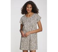 Nachthemd VIVANCE DREAMS, Damen, Gr. 44/46, N-Gr, schwarz (creme, schwarz, gemustert), Single Jersey, Obermaterial: 100% Baumwolle, gemustert, Basic, Basic mini, Rundhals, angeschnitten, Kleider Nacht