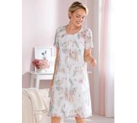 Nachthemd WÄSCHEPUR "Nachthemd", Damen, Gr. 44/46, Normalgrößen, grün (weiß, mint, bedruckt), 100% Baumwolle, geblümt, gemustert, mehrfarbig, Kleider Nachthemd (10900317-44) weiß, mint, bedruckt