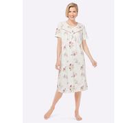 Nachthemd WÄSCHEPUR "Nachthemd", Damen, Gr. 48/50, Normalgrößen, beige (champagner, bedruckt), 100% Baumwolle, geblümt, gemustert, Kleider Nachthemd (33163222-48) champagner, bedruckt