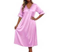 Nachtwäsche Aus Seide Seidennachthemd Baumwoll Mann Schlafkleid Bodenlanges Spaghetti Coole Grauer 52 Lila Außen Friends Weite Shop Sets Stillkleid Pyjamahemd Violett Fuß