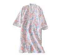 Nachtwäsche Kimono Damen Frauen Nachthemd Sommer Herbst Nachtkleid Baumwolle atmungsaktiv Sleepwear Morgenmantel Bademantel Jahreszeiten bequem Schlafshirt weich Gemütlich Bad Schlafen Stillzeit