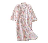Nachtwäsche Kimono Damen Frauen Nachthemd Sommer Herbst Nachtkleid Baumwolle atmungsaktiv Sleepwear Morgenmantel Bademantel Jahreszeiten bequem Schlafshirt weich Gemütlich Bad Schlafen Stillzeit