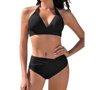 Nadeer Damen Bikini Set Push Up Bademode Badeanzüge Strand Ties Zweiteiliger Sexy V Ausschnitt Swimsuit Mid-High Waisted Bikinihose