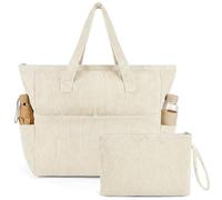 NADSSJL Cord Tasche Damen, Große Tote Bag mit Reißverschluss, Shopper Tasche Damen Laptoptasche mit 17-Zoll-Laptopfach, Reisetasche Handtasche für Arbeit, Schule, Einkaufen und Gym