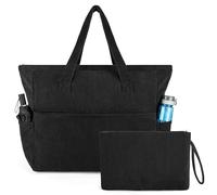 NADSSJL Cord Tasche Damen, Große Tote Bag mit Reißverschluss, Shopper Tasche Damen Laptoptasche mit 17-Zoll-Laptopfach, Reisetasche Handtasche für Arbeit, Schule, Einkaufen und Gym (Schwarz)