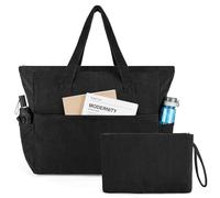NADSSJL Cord Tasche Damen, Shopper Tasche Damen mit Reißverschluss, Tasche Arbeit Damen mit 17-Zoll-Laptopfach, Reisetasche Handtasche für Arbeit, Schule, Einkaufen und Gym (Schwarz)