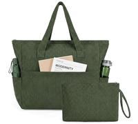 NADSSJL Cord Tasche Damen, Shopper Tasche Damen mit Reißverschluss, Tasche Arbeit Damen mit 17-Zoll-Laptopfach, Reisetasche Handtasche für Arbeit, Schule, Einkaufen und Gym (Grün)